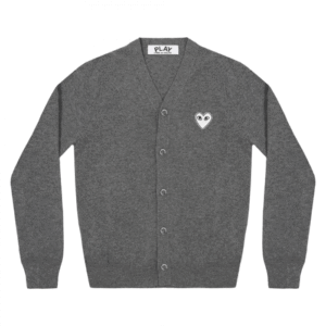 Cdg Play Men’s Cardigan White Heart Dark Grey