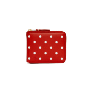 CDG Wallet Polka Dot Printed Full Zip Around Wallet Red SA7100PD